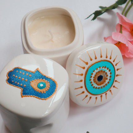 Casa Duniya's Evil Eye Hand-Painted Candle Holders Hamsa Evil Eye