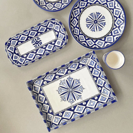 Casa Duniya's Akleja Set Hand-Painted Tableware Plates Glasses Bowl Serveware 
