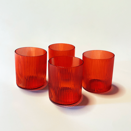 Casa Duniya's Red Dhari Water Glasses Set