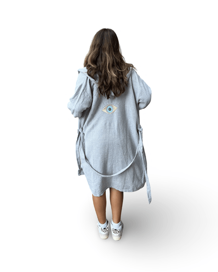 Casa Duniya Evil Eye Embroidered Robe Gray Fairuz Robe