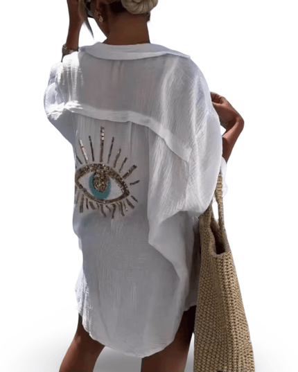 Casa Duniya Beach Cover-Ups Small Mina Evil Eye Shirt