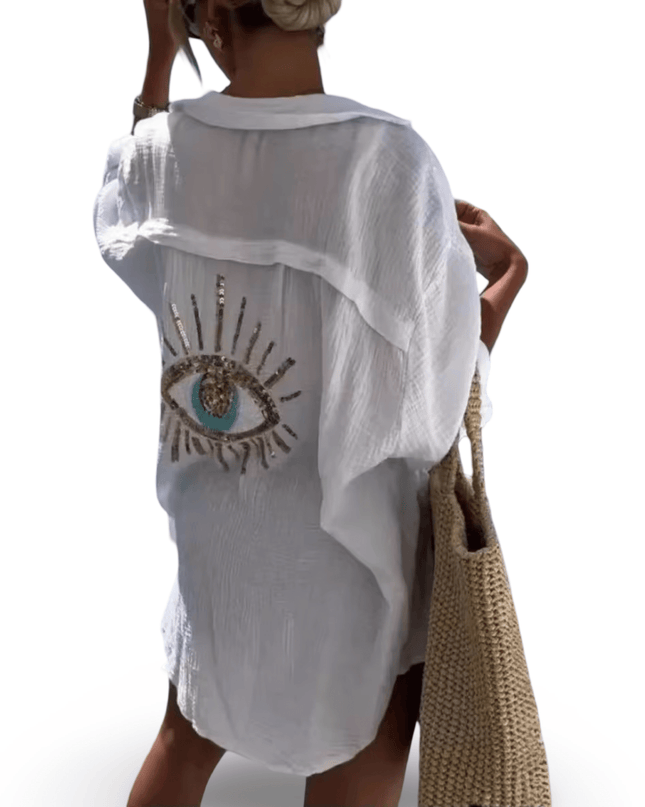 Casa Duniya Beach Cover-Ups Small Mina Evil Eye Shirt
