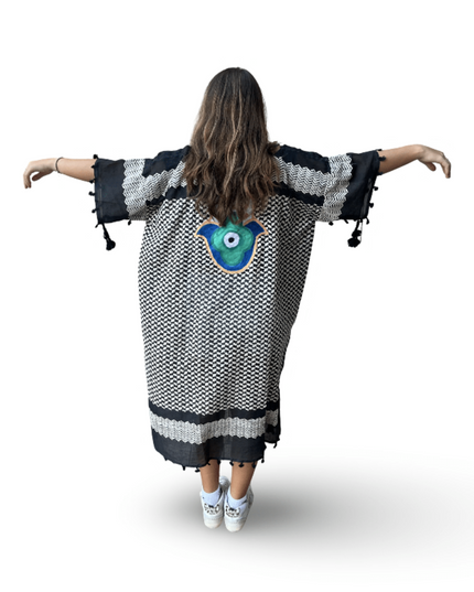 Casa Duniya Hand-Painted Cotton Beach Cover-Ups Tyre Kaftans