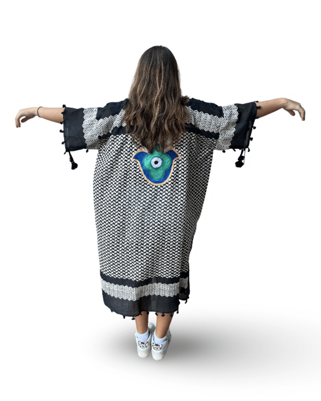 Casa Duniya Hand-Painted Cotton Beach Cover-Ups Tyre Kaftans