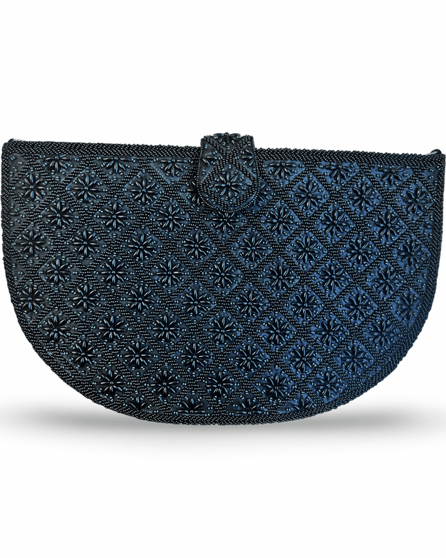 Casa Duniya Beaded Clutch Black Beaded Semi-Lune Clutch