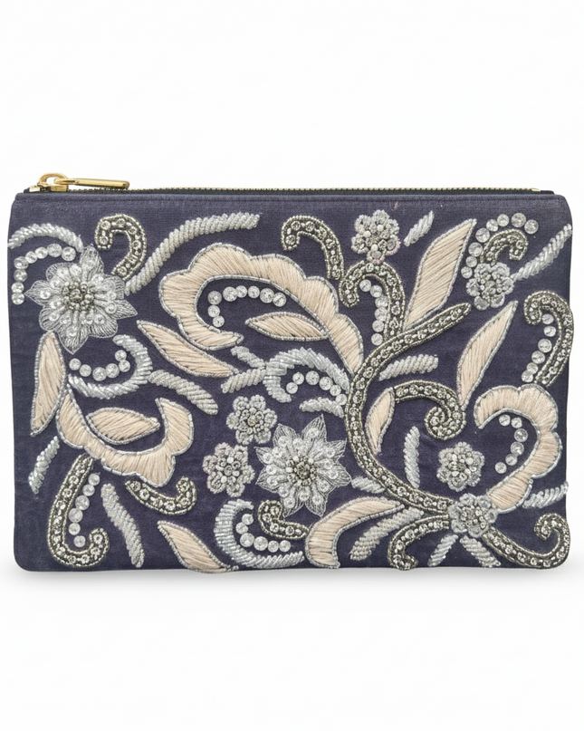 Casa Duniya Beaded Clutch Purple Beaded Clutch