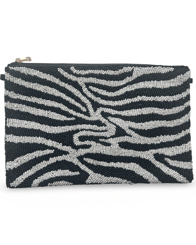 Casa Duniya Beaded Clutch Zebra Beaded Clutch