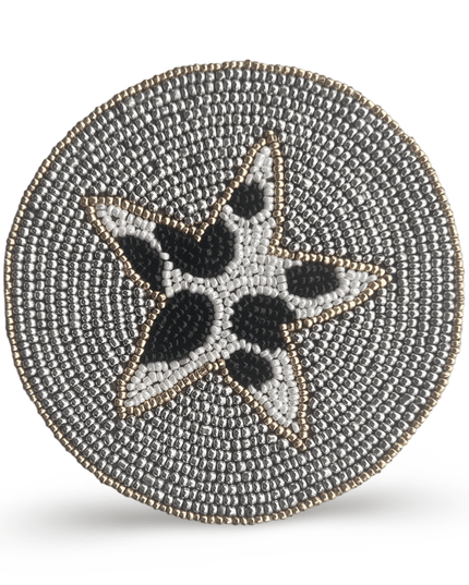 Casa Duniya Beaded Coasters Gray Star Coaster