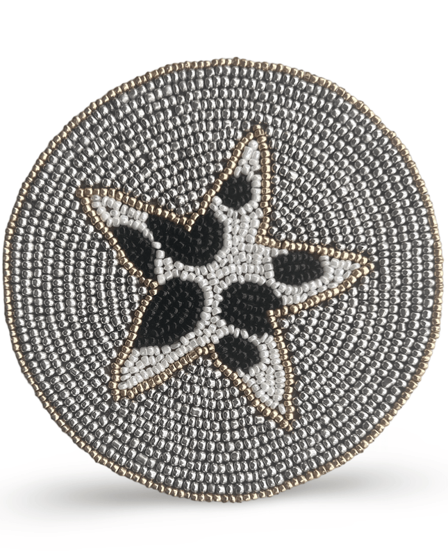 Casa Duniya Beaded Coasters Gray Star Coaster