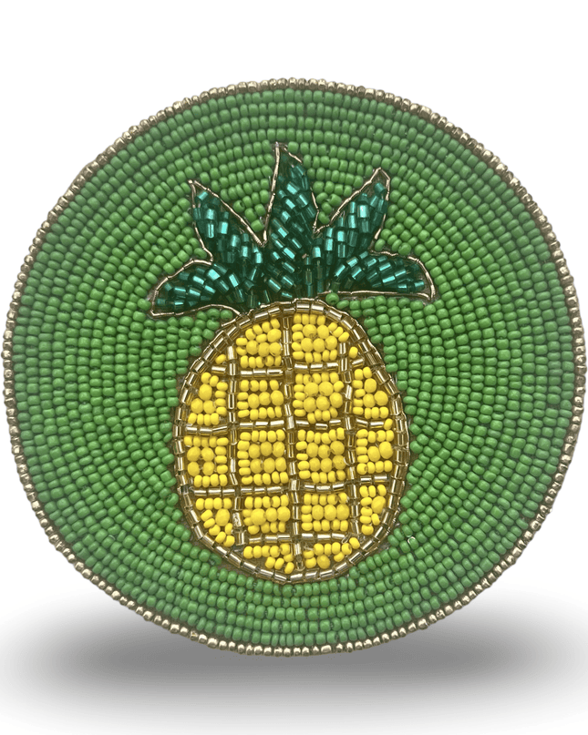 Casa Duniya Beaded Coasters Green Pineapple Coaster