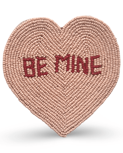 Casa Duniya Beaded Coasters Heart Shaped Pink Coaster "Be Mine"