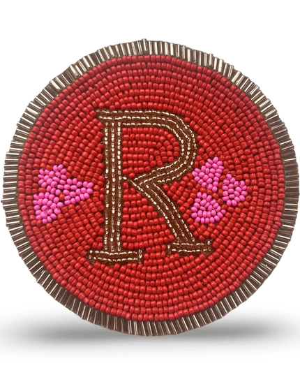 Casa Duniya Beaded Coasters Red "R" Coaster