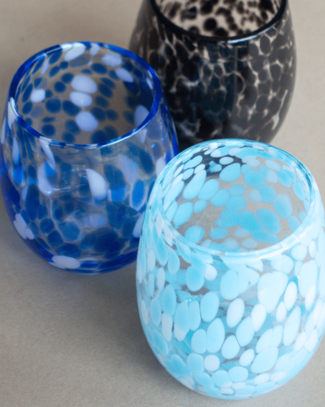 Casa Duniya Blown Glass Water Glasses Bianca Water Glass