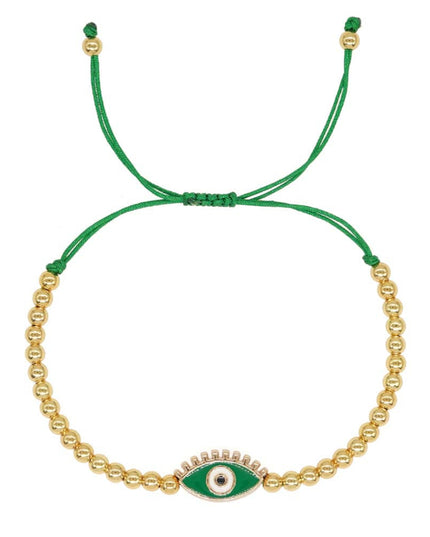 Casa Duniya Evil Eye Beaded Adjustable Bracelets Green Evil Eye Rakhis