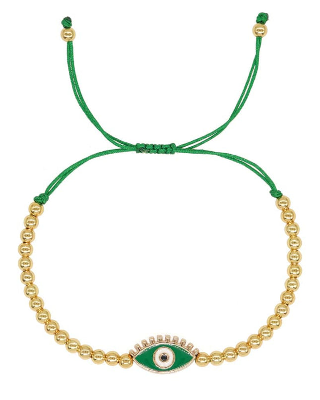 Casa Duniya Evil Eye Beaded Adjustable Bracelets Green Evil Eye Rakhis