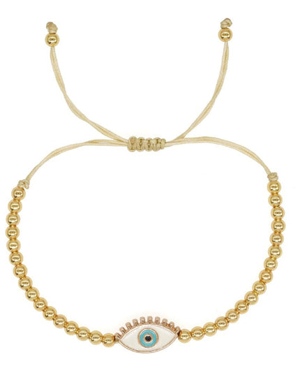 Casa Duniya Evil Eye Beaded Adjustable Bracelets White Evil Eye Rakhis