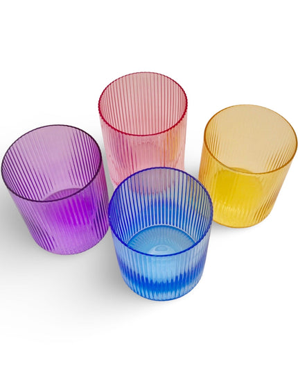 Casa Duniya Colorful Drinking Glasses Colorful Dhari Glasses (set of 4)