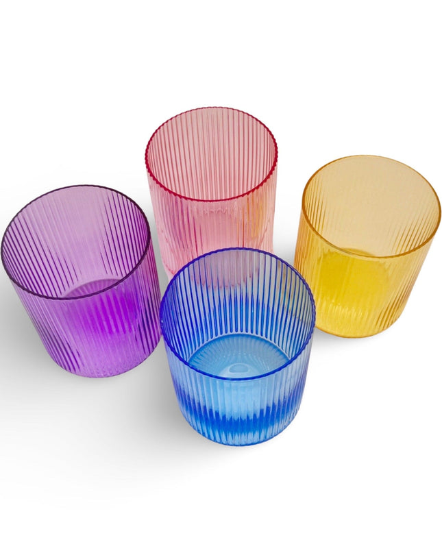 Casa Duniya Colorful Drinking Glasses Colorful Dhari Glasses (set of 4)