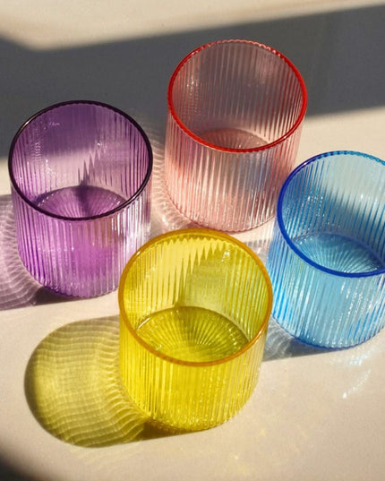 Casa Duniya Colorful Drinking Glasses Colorful Dhari Glasses (set of 4)