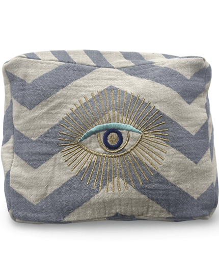 Casa Duniya Evil Eye Embroidered Cosmetic & Toiletry Bags Evil Eye 1 Blue Ohana Cosmetic Pouch