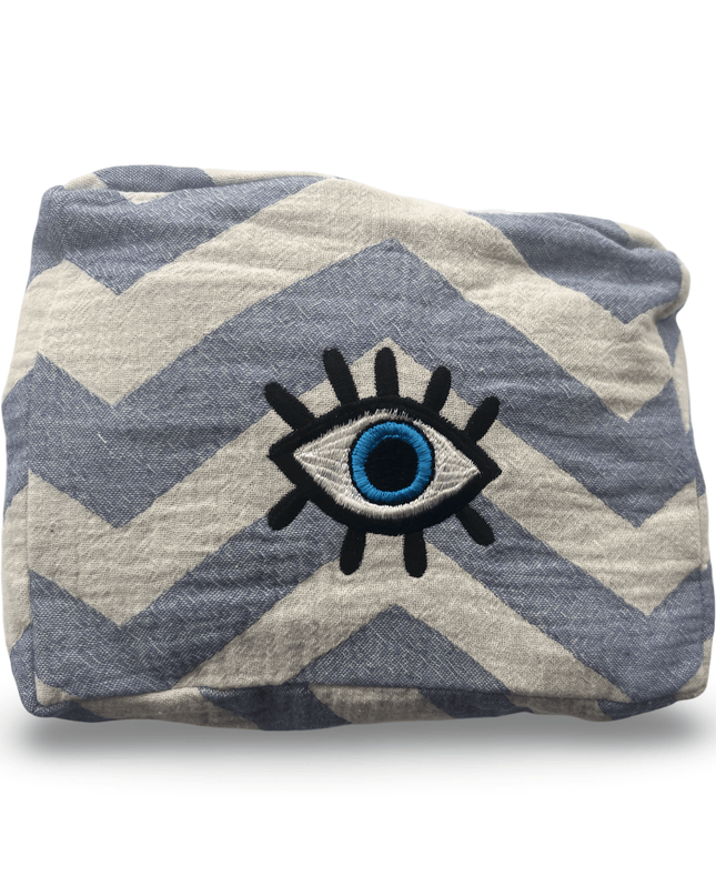 Casa Duniya Evil Eye Embroidered Cosmetic & Toiletry Bags Evil Eye 3 Blue Ohana Cosmetic Pouch