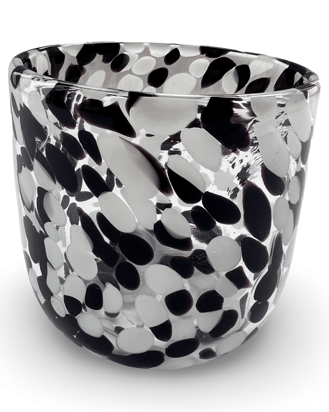 Casa Duniya Decorative Candle Holder Black and White Murano Candle Jar