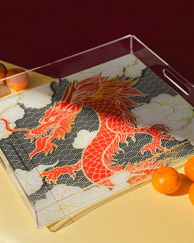 Casa Duniya Dragon Design Decorative Tray Lina Tray