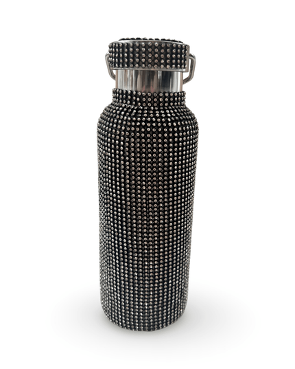 Casa Duniya Embellished Crystal Water Bottle Black Rhinestone Water Bottle