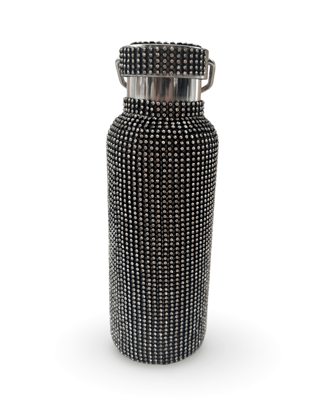 Casa Duniya Embellished Crystal Water Bottle Black Rhinestone Water Bottle