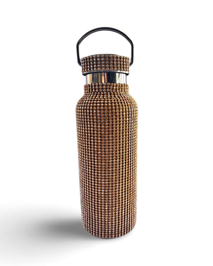 Casa Duniya Embellished Crystal Water Bottle Gold Rhinestone Water Bottle