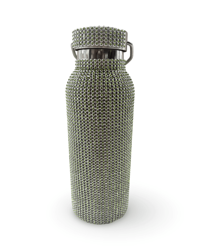 Casa Duniya Embellished Crystal Water Bottle Green Rhinestone Water Bottle