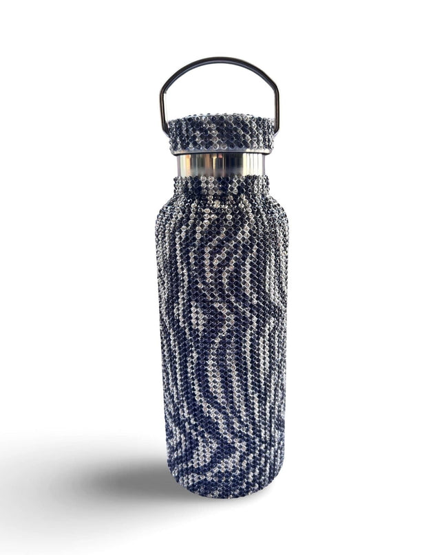 Casa Duniya Embellished Crystal Water Bottle Zebra Rhinestone Water Bottle