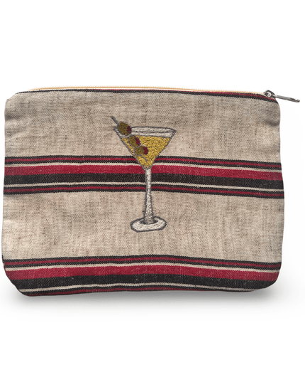 Casa Duniya Embroidered Cotton Cosmetic & Toiletry Bag Martini Glass Noor Embroidered Pouches