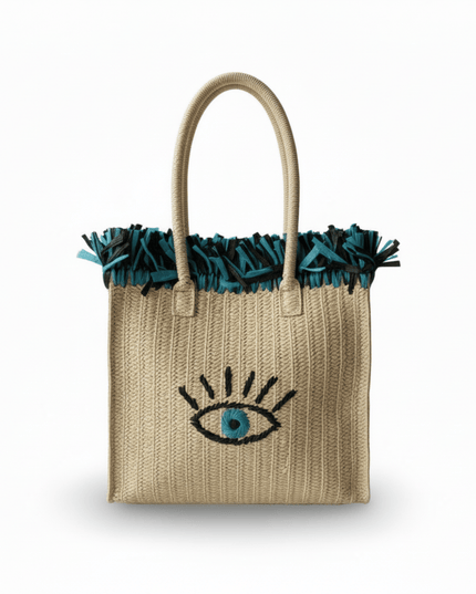 Casa Duniya Embroidered Tote Bag Sitra Evil Eye Beach Bag