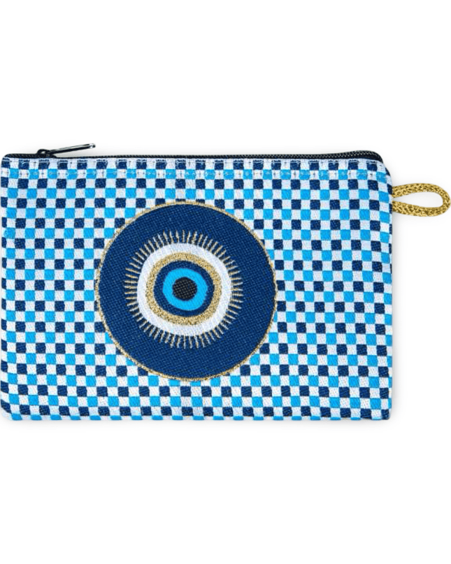 Casa Duniya Evil Eye Cosmetic & Toiletry Bags Checkered Sofia Cosmetic Pouch