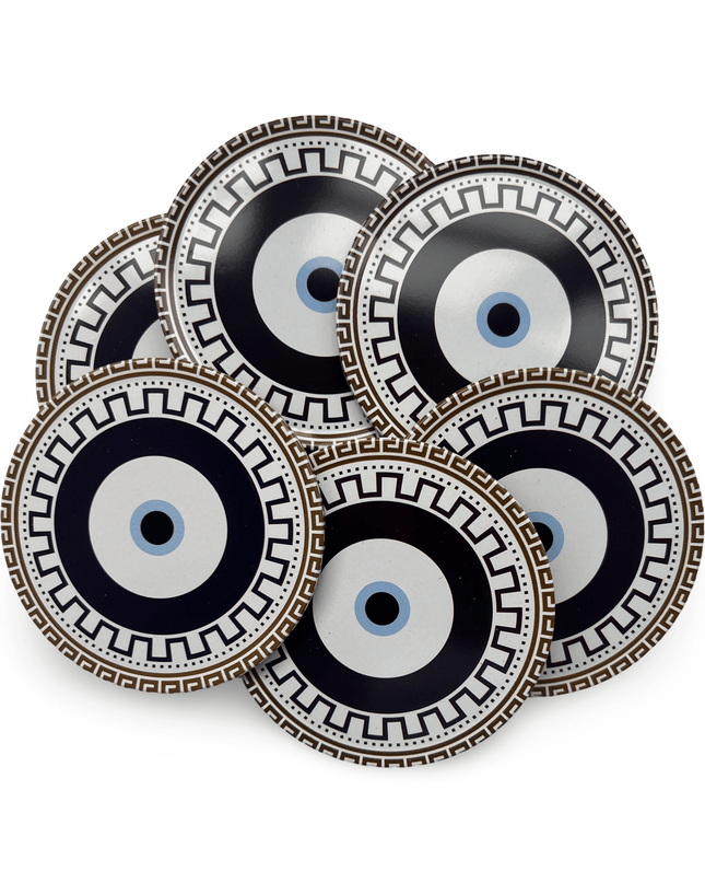 Casa Duniya Evil Eye Decorative Coasters Aluminium Nazar Coaster (set of 2)