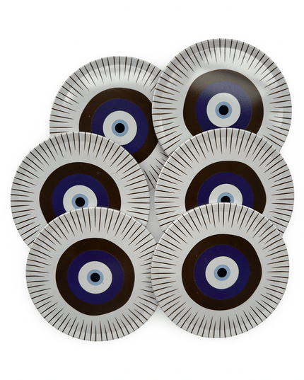 Casa Duniya Evil Eye Decorative Coasters Aluminium Nazar Coaster (set of 4)