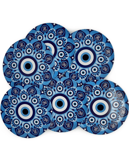 Casa Duniya Evil Eye Decorative Coasters Aluminium Nazar Coaster (set of 4)