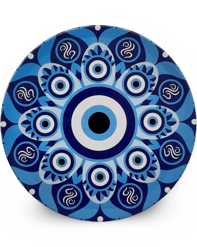 Casa Duniya Evil Eye Decorative Coasters Aluminium Nazar Coaster (set of 4)