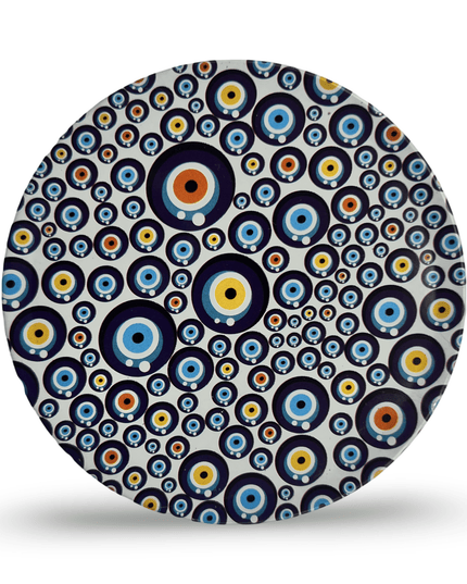 Casa Duniya Evil Eye Decorative Coasters Aluminium Nazar Coaster (set of 4)