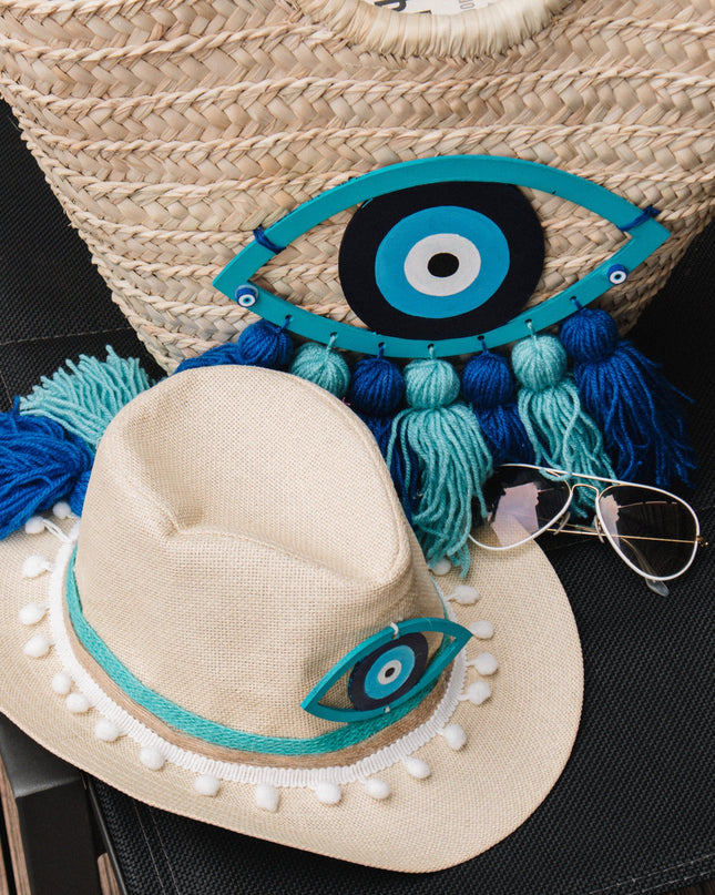 Casa Duniya Evil Eye Design Beach Bag & Hat Bodrum Beach Bag & Hat Set