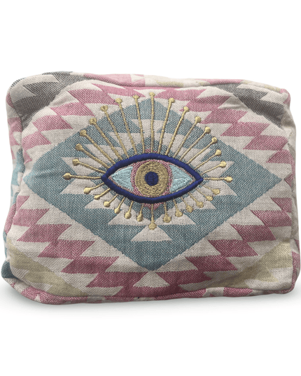 Casa Duniya Evil Eye Embroidered Cosmetic & Toiletry Bags Evil Eye 1 Multi-Colored Ohana Cosmetic Pouch