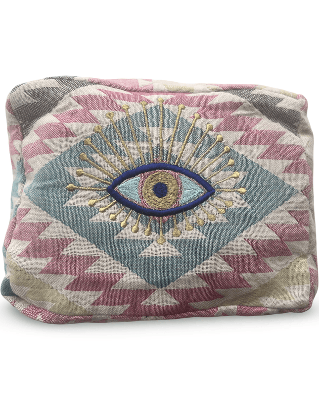 Casa Duniya Evil Eye Embroidered Cosmetic & Toiletry Bags Evil Eye 1 Multi-Colored Ohana Cosmetic Pouch