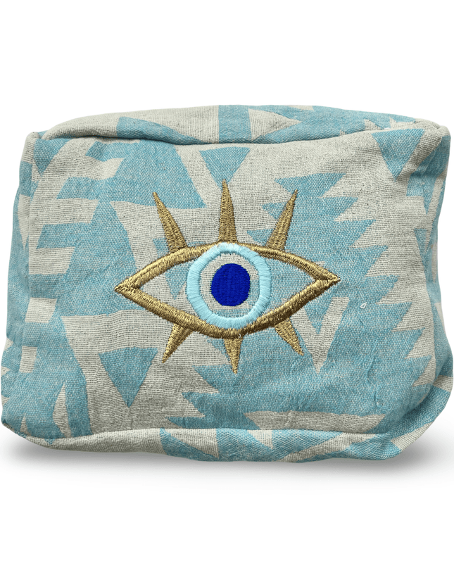 Casa Duniya Evil Eye Embroidered Cosmetic & Toiletry Bags Evil Eye 1 Turquoise Ohana Cosmetic Pouch