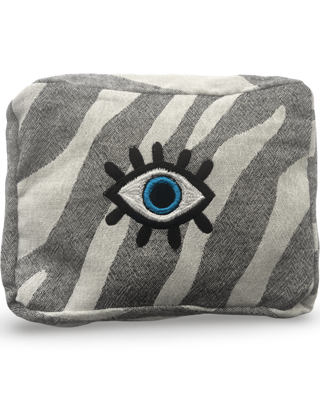 Casa Duniya Evil Eye Embroidered Cosmetic & Toiletry Bags Evil Eye 2 Gray Ohana Cosmetic Pouch