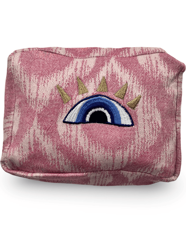 Casa Duniya Evil Eye Embroidered Cosmetic & Toiletry Bags Evil Eye 2 Pink Ohana Cosmetic Pouch