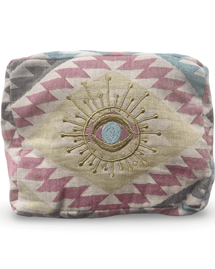 Casa Duniya Evil Eye Embroidered Cosmetic & Toiletry Bags Evil Eye 3 Multi-Colored Ohana Cosmetic Pouch