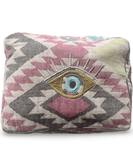 Casa Duniya Evil Eye Embroidered Cosmetic & Toiletry Bags Evil Eye 4 Multi-Colored Ohana Cosmetic Pouch