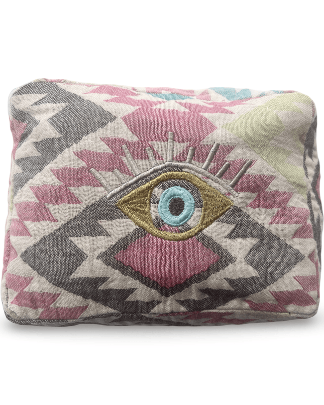 Casa Duniya Evil Eye Embroidered Cosmetic & Toiletry Bags Evil Eye 4 Multi-Colored Ohana Cosmetic Pouch