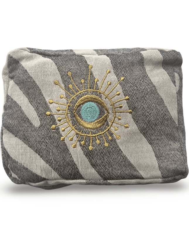 Casa Duniya Evil Eye Embroidered Cosmetic & Toiletry Bags Evil Eye 5 Gray Ohana Cosmetic Pouch